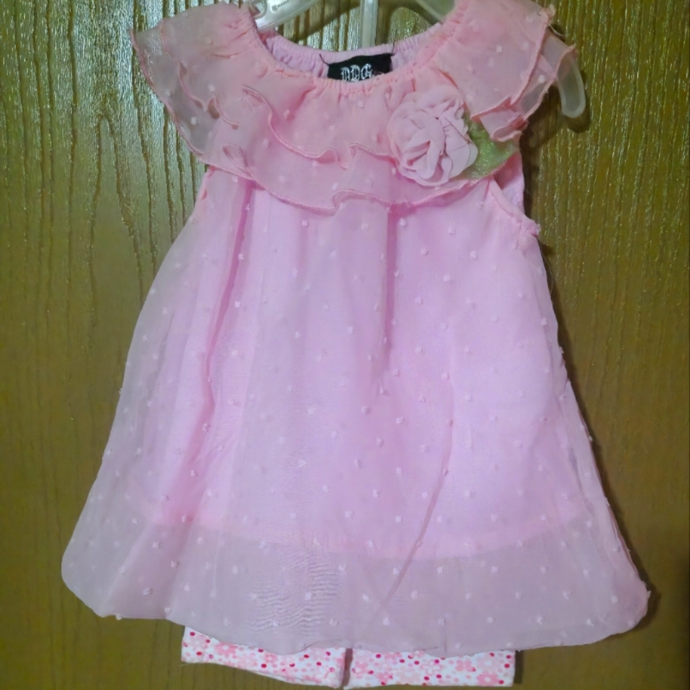 DDG Darlings Floral Pink Girls Dress And Matching Shorts 24 months New